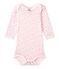 Body met lange mouwen en print voor babymeisjes roze VIENNE/wit MULTICO