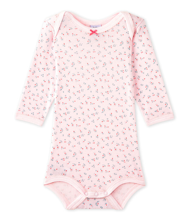 Body b&eacute;b&eacute; fille manches longues imprim&eacute; rose/multicouleur
