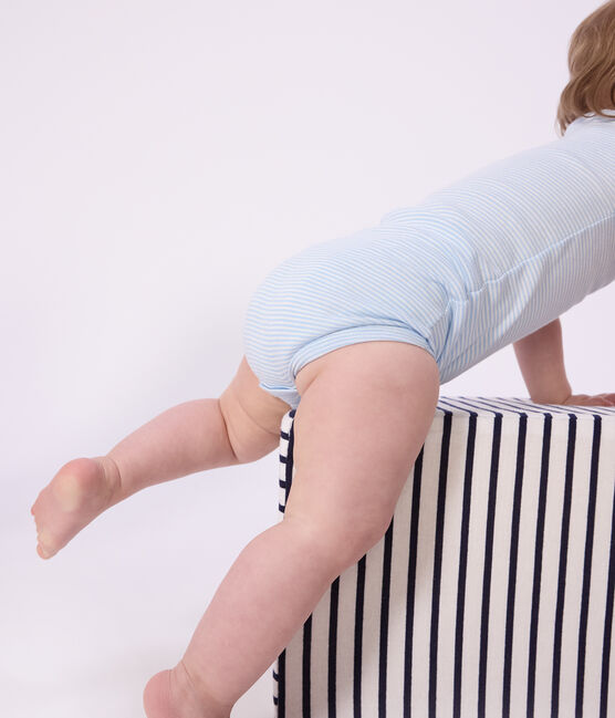 Lot de bodies manches courtes en coton à rayures bébé variante 1