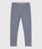 Legging milleraies petite fille/petit garçon en laine et coton bleu MEDIEVAL/blanc MARSHMALLOW