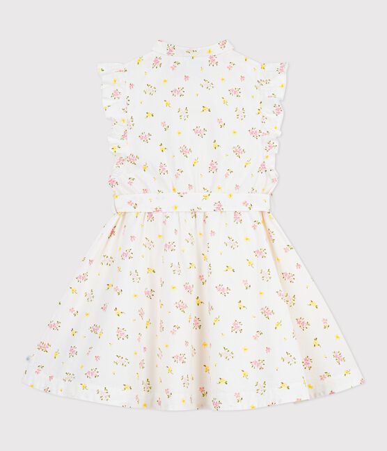Robe sans manches enfant en coton imprimée fleurs blanc MARSHMALLOW/blanc MULTICO
