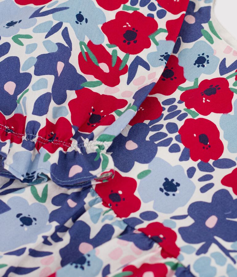 Katoenen kinderbloesje met lange mouwen en bloemenprint wit/multicouleur