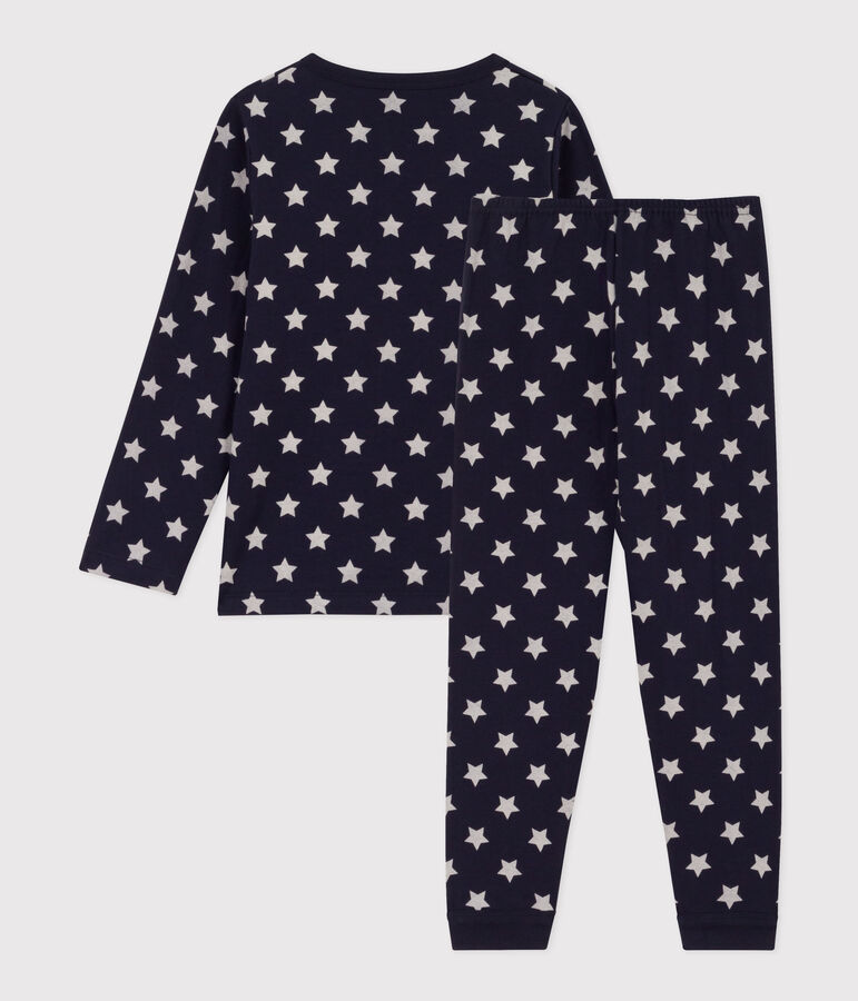 Pyjama &eacute;toiles en tubique enfant bleu/blanc