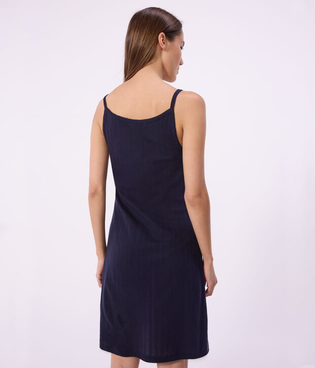 Nuisette femme en coton ajour&eacute; bleu marine