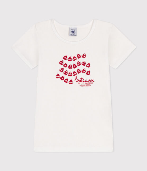 Katoenen T-shirt met korte mouw voor kinderen wit ECUME