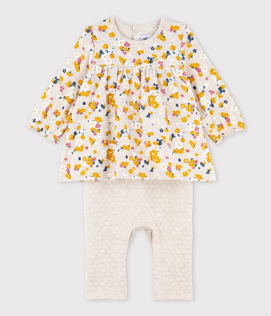 Lang pakje  voor baby meisje beige MONTELIMAR/wit MULTICO
