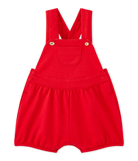 Korte salopette in zware jersey voor babymeisjes rood TERKUIT