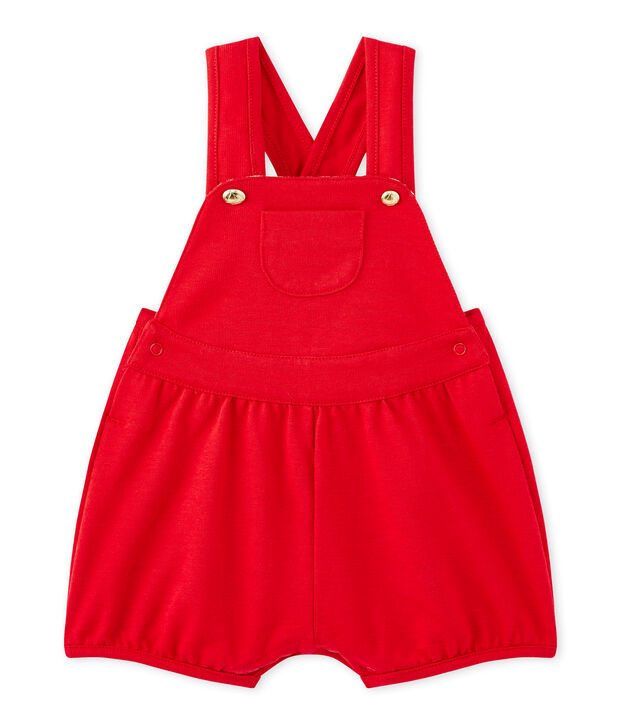 Korte salopette in zware jersey voor babymeisjes rood