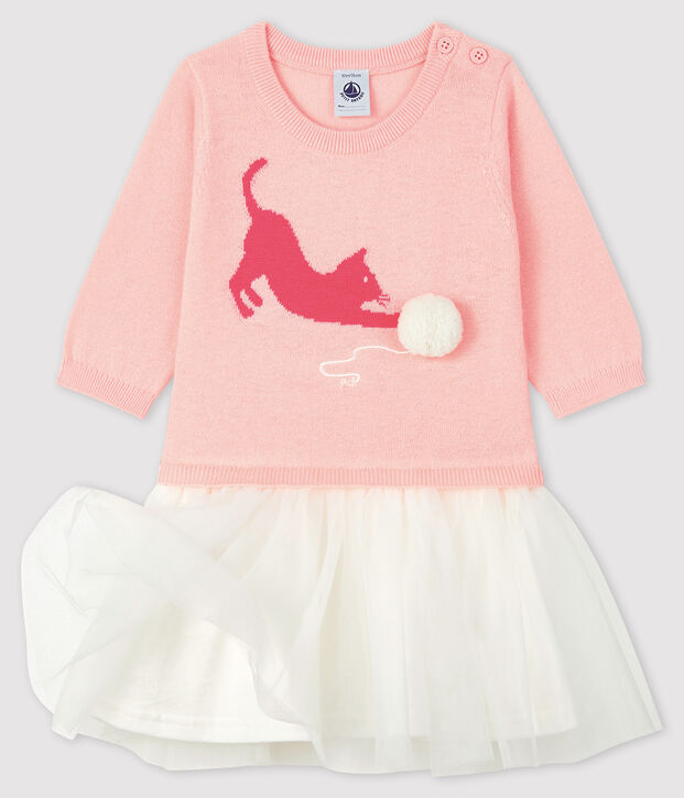 Robe manches longues b&eacute;b&eacute; fille rose