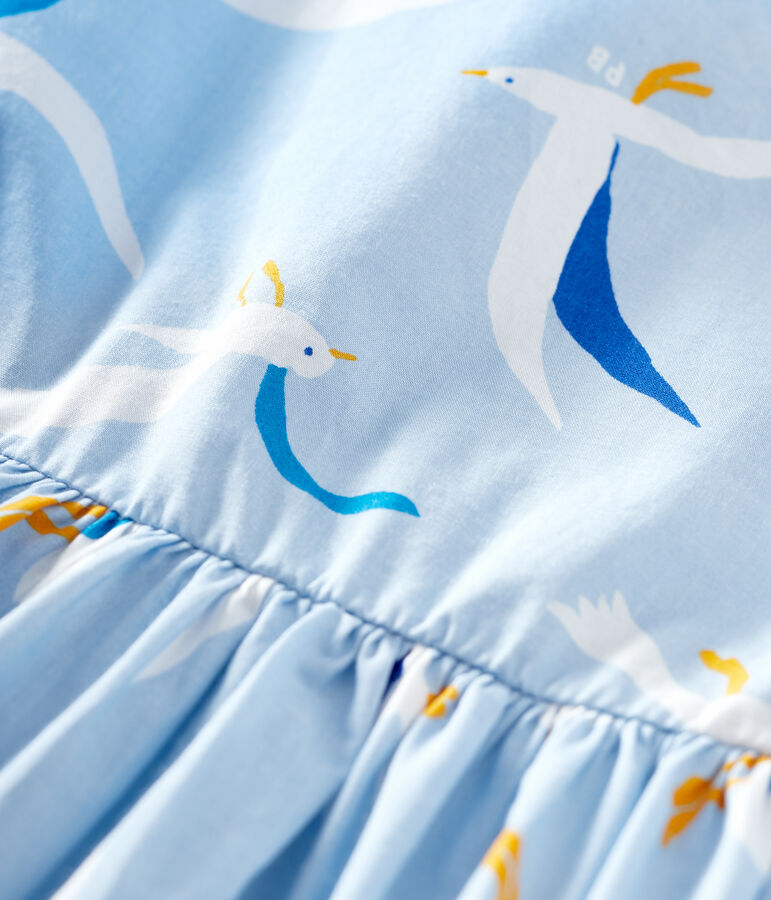 Jurk van popeline met korte mouwen voor babymeisjes blauw JASMIN/wit MULTICO