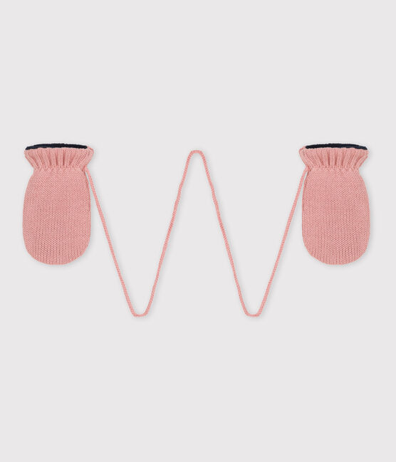 Moufles bébé en tricot doublées en polaire recyclée rose SALINE