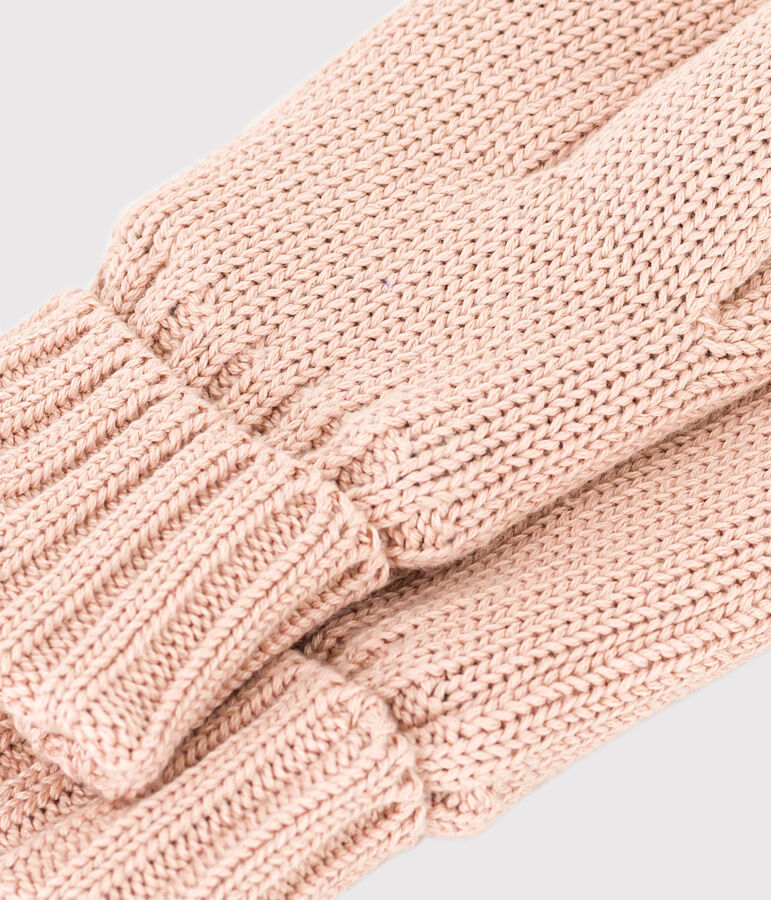 Moufles en tricot doubl&eacute; en polaire enfant gar&ccedil;on-fille rose