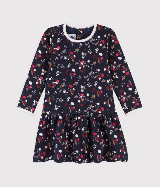 Katoenen jurk met lange mouwen baby blauw SMOKING/wit MULTICO