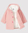 Manteau bébé fille en drap de laine rose CHEEK/blanc MARSHMALLOW