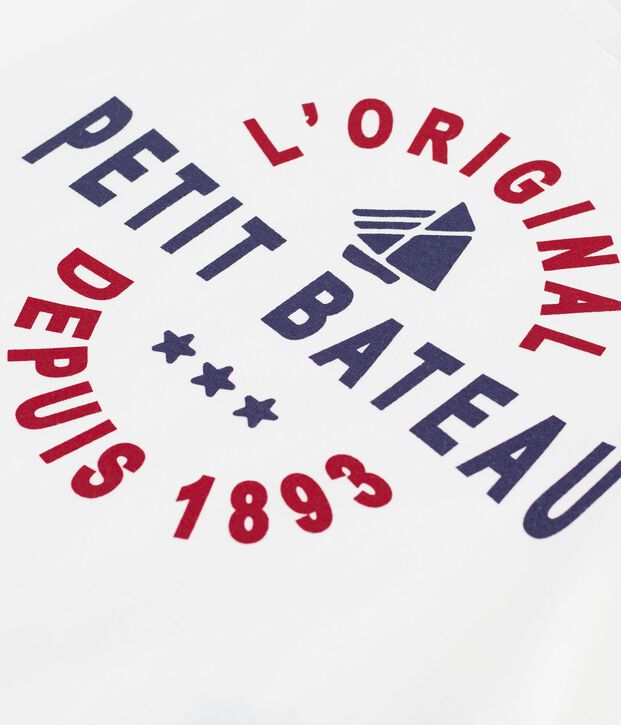 Tee-shirt enfant manches courtes imprim&eacute; blanc
