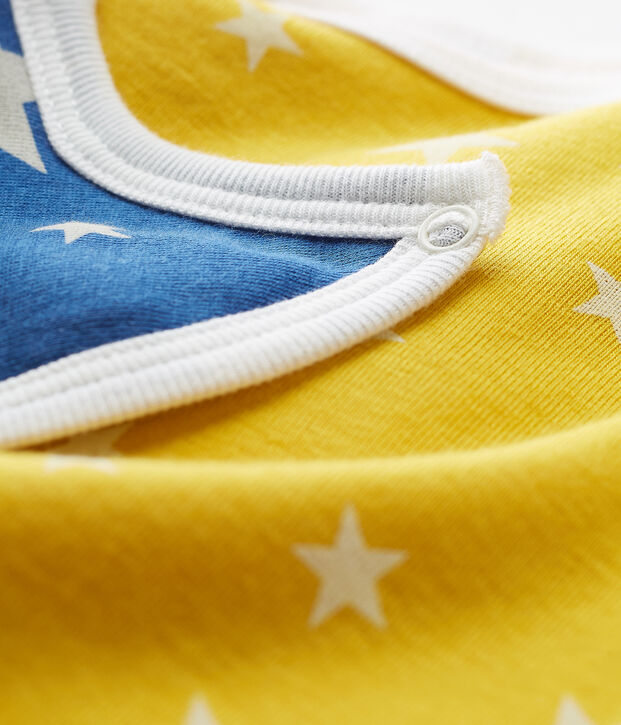 Korte playsuit uit ribstof voor babyjongens geel/wit