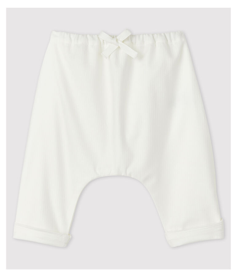 Pantalon blanc b&eacute;b&eacute; en popeline de coton biologique blanc