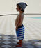 Short de plage rayé bébé garçon bleu RIYADH/blanc MARSHMALLOW