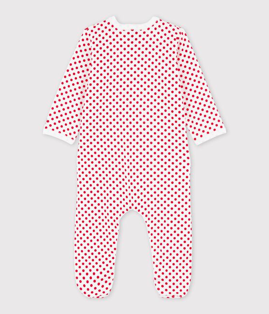 Baby slaappakje uit ribkatoen met stippen wit ECUME/rood TERKUIT