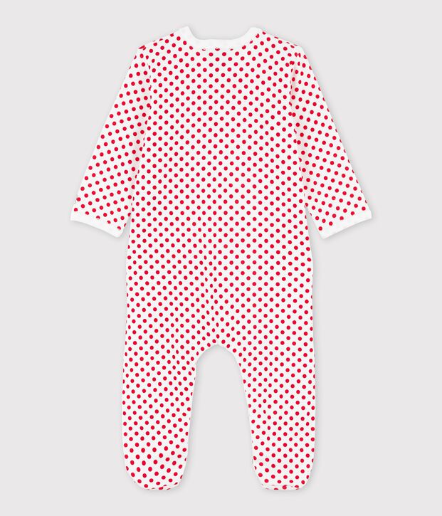 Dors-bien b&eacute;b&eacute; &agrave; pois en c&ocirc;te blanc/rouge
