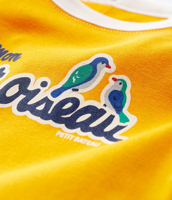 Tee-shirt manches courtes en coton bébé garçon jaune TEHONI/blanc MARSHMALLOW