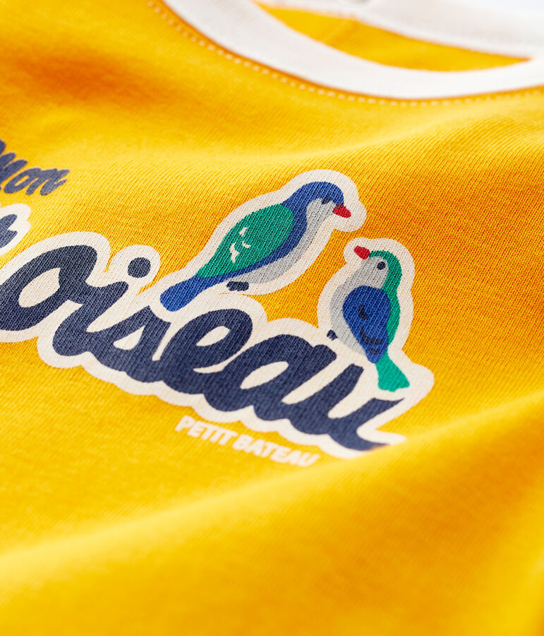 Tee-shirt manches courtes en coton b&eacute;b&eacute; gar&ccedil;on jaune/blanc