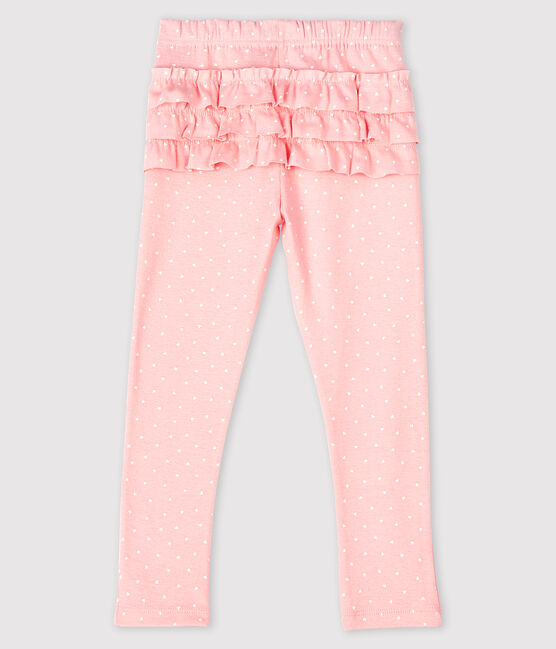 Legging met print babymeisje roze MINOIS/wit MARSHMALLOW