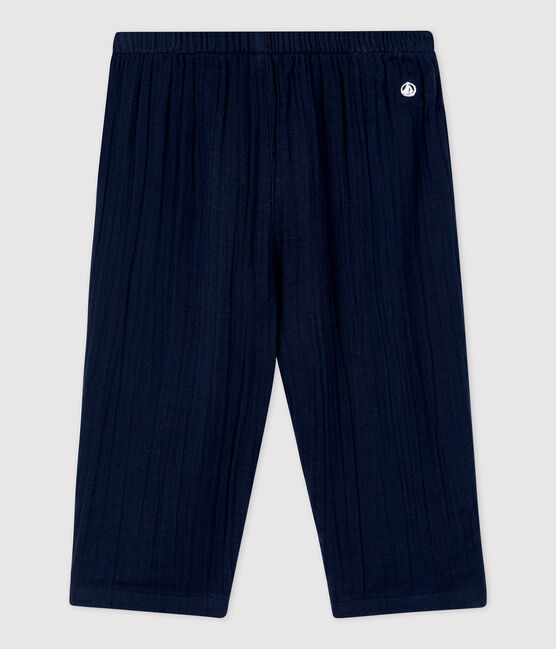 Pantalon en gaze de coton bio bébé bleu SMOKING