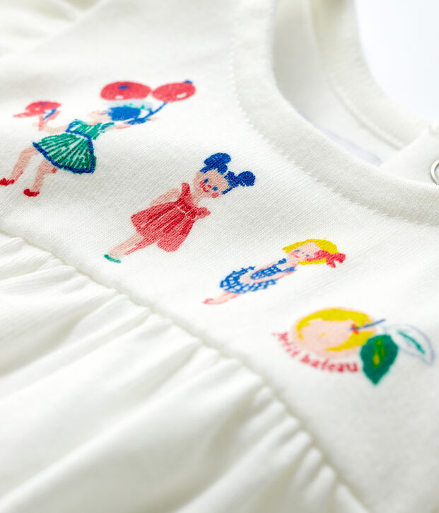 Blouse manches courtes en coton b&eacute;b&eacute; fille blanc