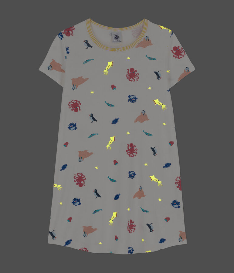 Glow in the dark nachthemd van katoen voor meisjes wit/multicouleur