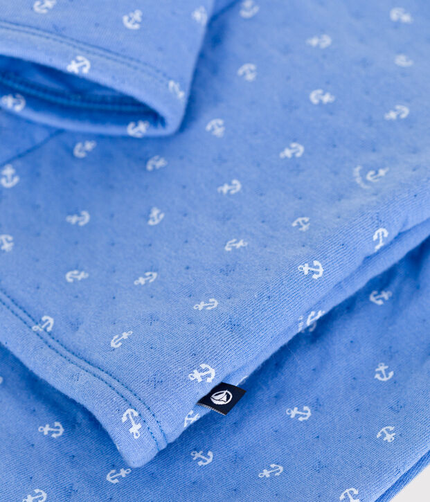 Tweedelig katoenen babysetje blauw/wit