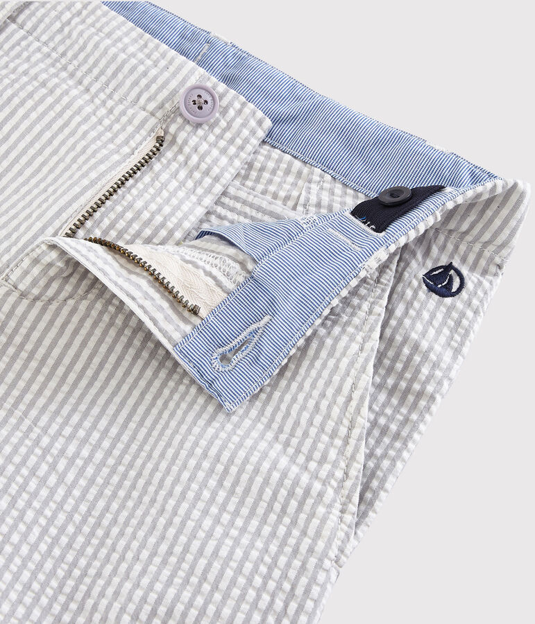 Bermuda en seersucker enfant gar&ccedil;on gris/blanc