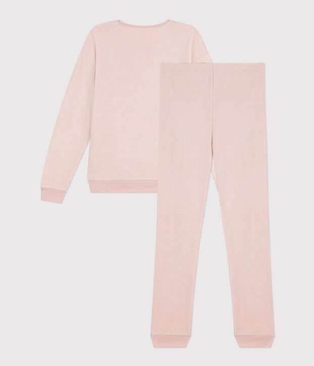 Damespyjama van boucl&eacute;badstof roze