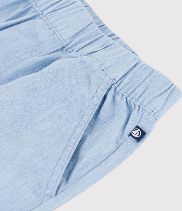 Bermuda short enfant en coton uni bleu