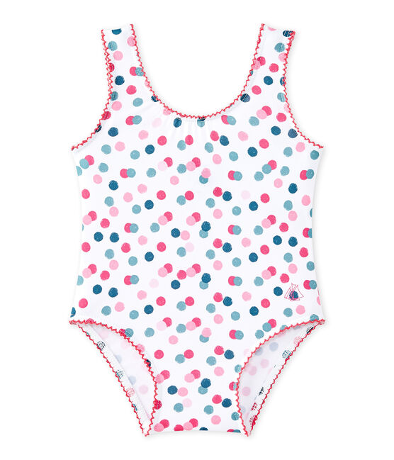 Maillot de bain bébé fille imprimé blanc MARSHMALLOW/blanc MULTICO