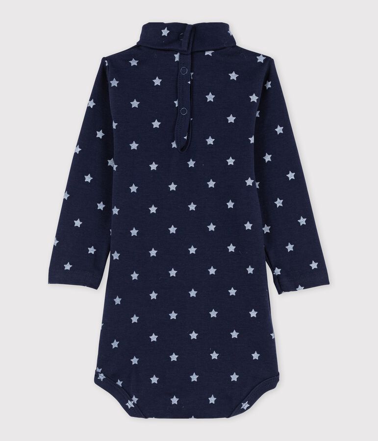 Body met lange mouwen en opgerolde kraag baby gemixt blauw/wit