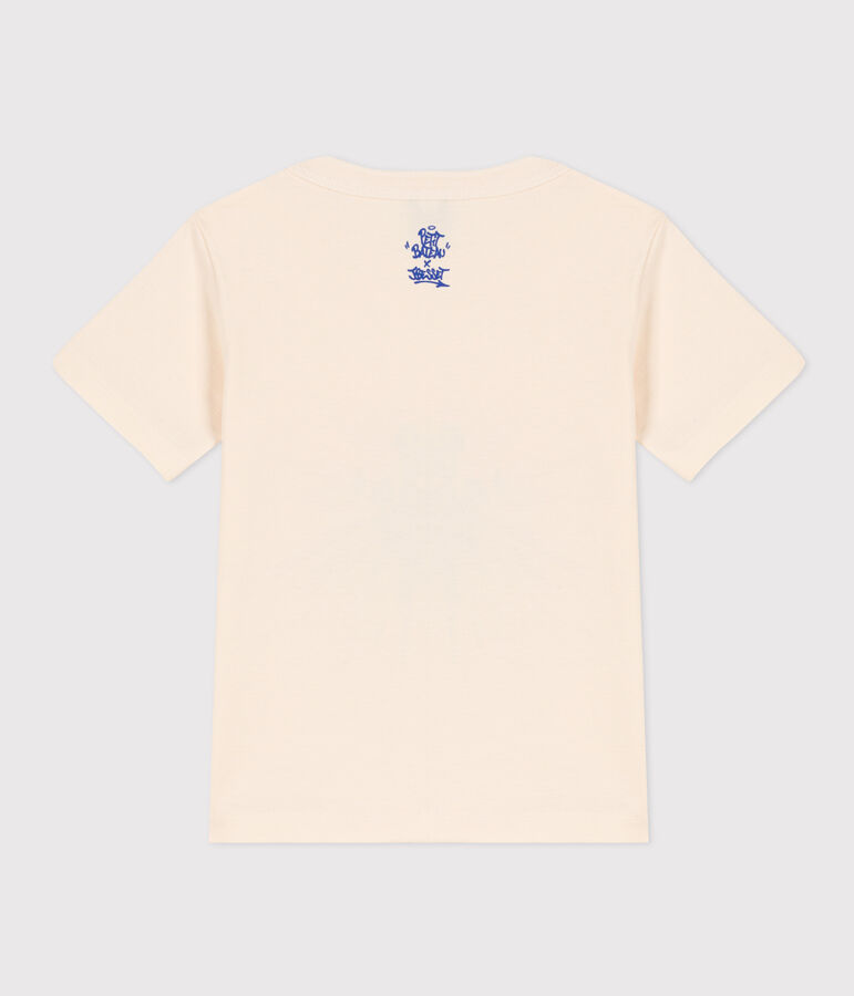 Tee-shirt manches courtes en coton enfant gar&ccedil;on &eacute;cru/multicouleur