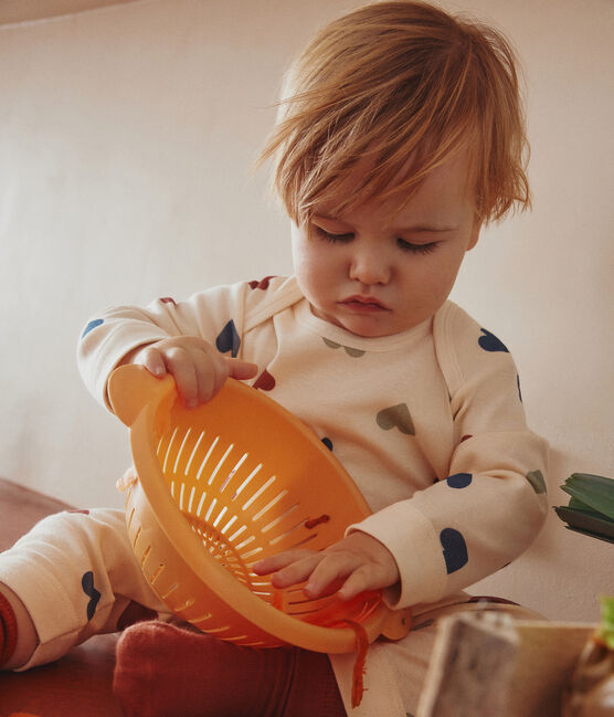 Katoenen babypyjama met hartjes zonder voetjes wit AVALANCHE/ MULTICO