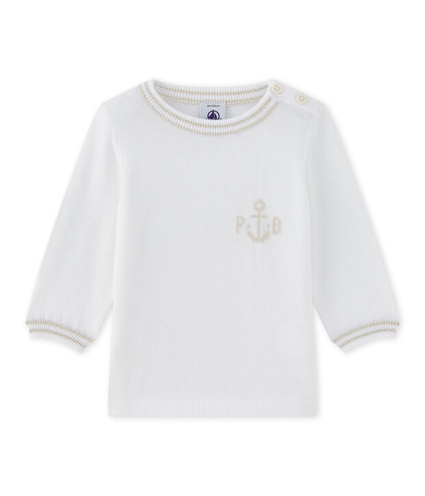 Pull b&eacute;b&eacute; gar&ccedil;on en tricot blanc