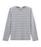 Marinière iconique manches longues 100% coton jersey lourd. beige COQUILLE/bleu SMOKING