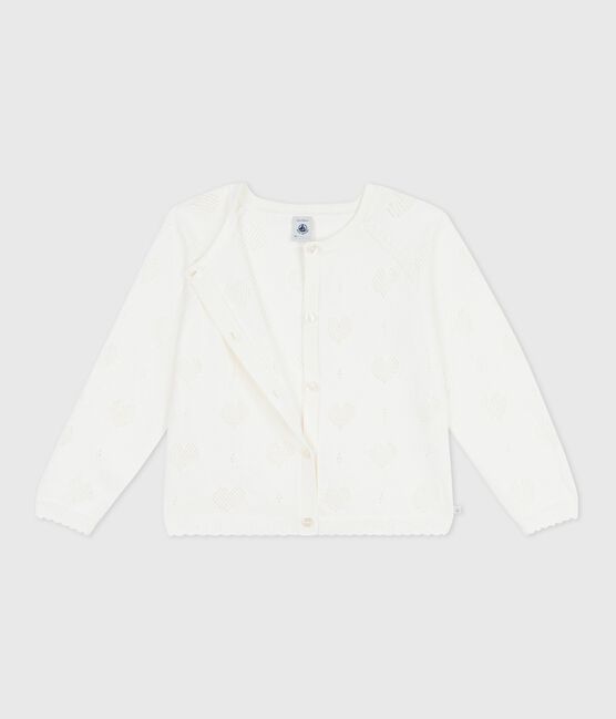 Cardigan enfant en coton uni blanc MARSHMALLOW