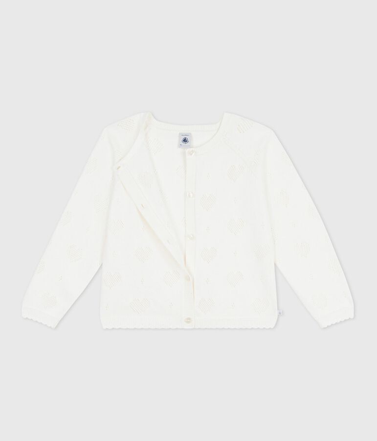 Cardigan enfant en coton uni blanc