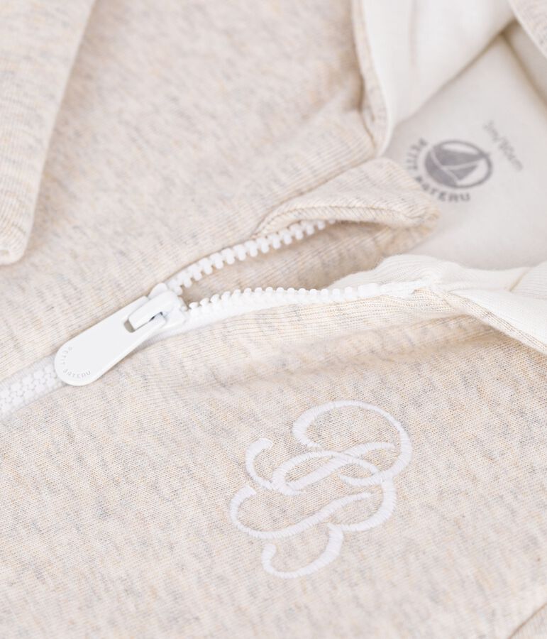 Combinaison ouatin&eacute;e b&eacute;b&eacute; &agrave; capuche et pieds, unie beige MONTELIMAR CHINE