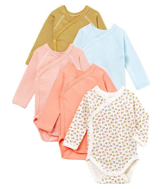 Lot de 5 bodies naissance bébé fille variante 1