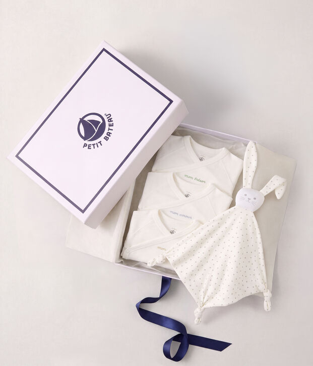 Coffret cadeau naissance en coton brod&eacute; multicouleur