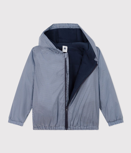 Warme windbreker van gerecycleerd polyester voor jongens/meisjes blauw SMOKING/wit MARSHMALLOW