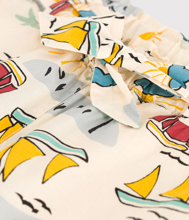 Short imprim&eacute; en popeline enfant fille &eacute;cru/multicouleur