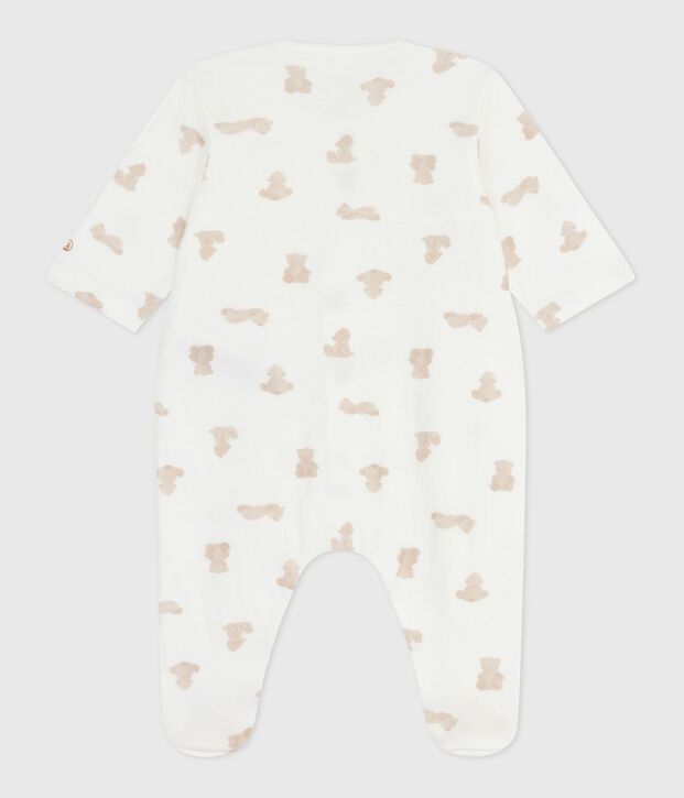 Babypyjama in tubic met print wit/BRUN