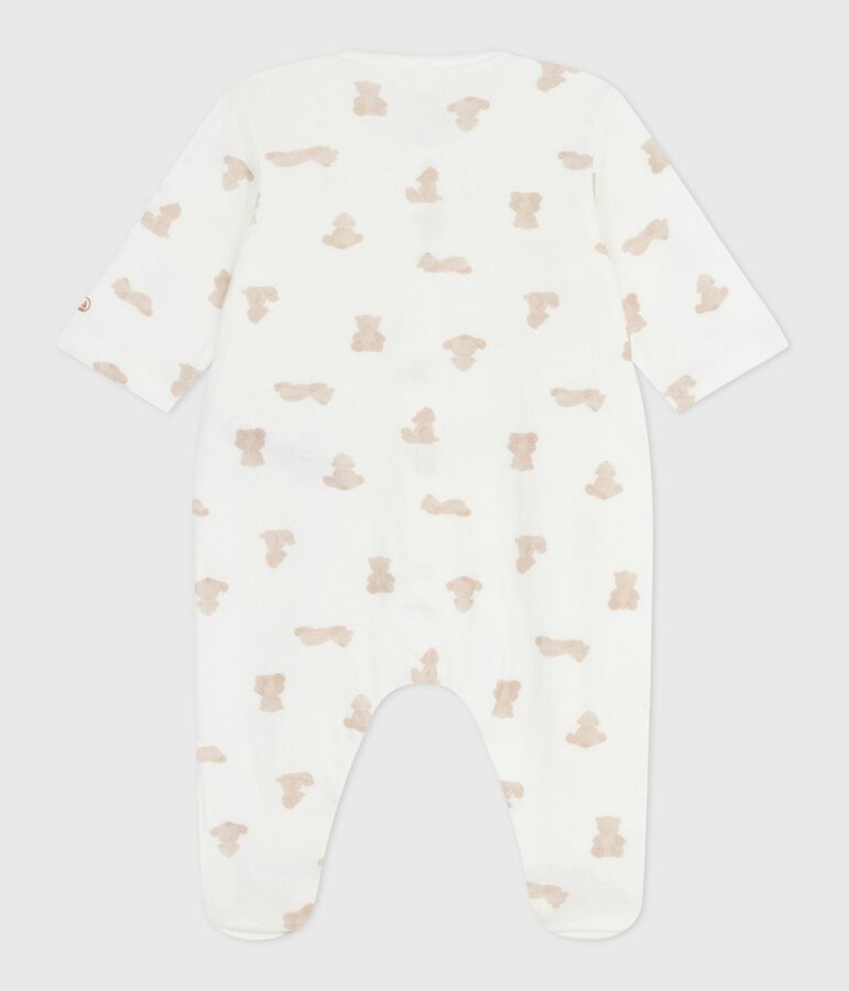 Babypyjama in tubic met print wit/BRUN