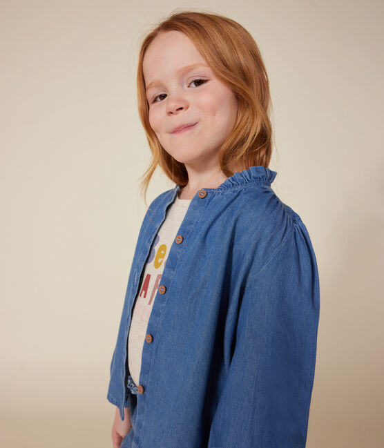 Blouse manches longues en denim enfant fille bleu DENIM CLAIR